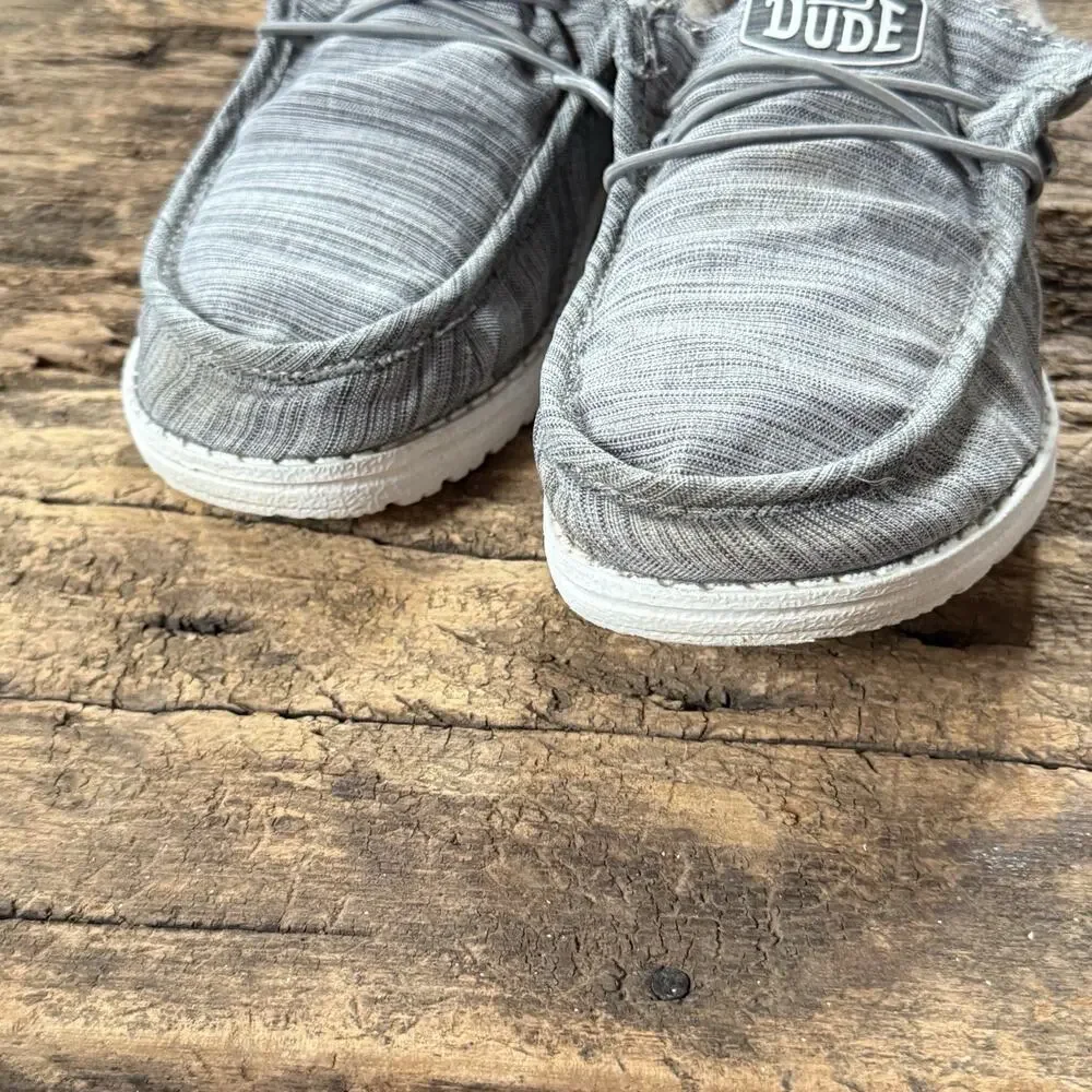 Hey Dude Wally Youth Blend Linen Shoes Stone Size US 5 / Women 6 / EU 37